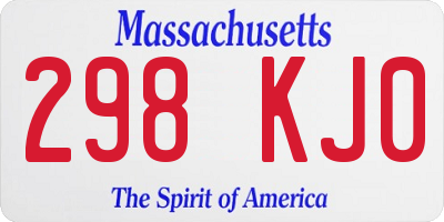 MA license plate 298KJ0