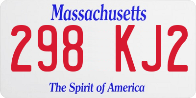 MA license plate 298KJ2