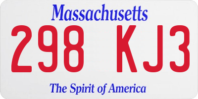 MA license plate 298KJ3