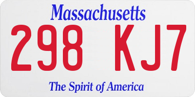 MA license plate 298KJ7