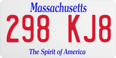 MA license plate 298KJ8