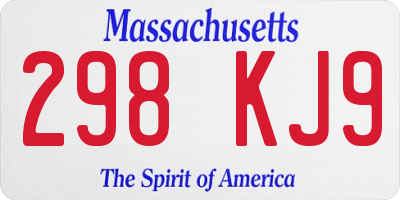 MA license plate 298KJ9