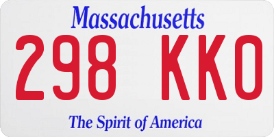 MA license plate 298KK0