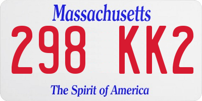 MA license plate 298KK2