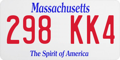 MA license plate 298KK4