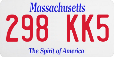 MA license plate 298KK5