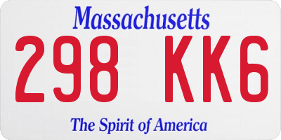 MA license plate 298KK6