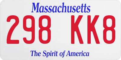 MA license plate 298KK8