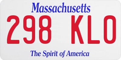 MA license plate 298KL0