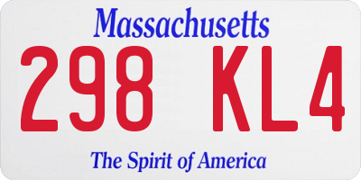 MA license plate 298KL4