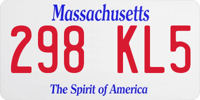 MA license plate 298KL5