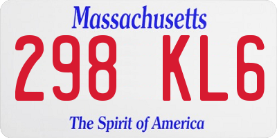 MA license plate 298KL6