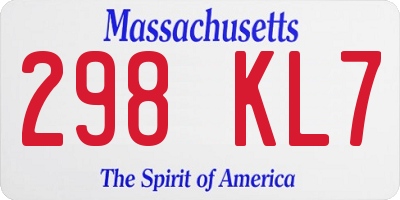 MA license plate 298KL7