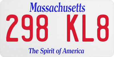 MA license plate 298KL8