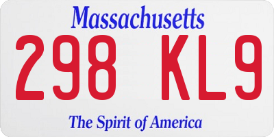 MA license plate 298KL9