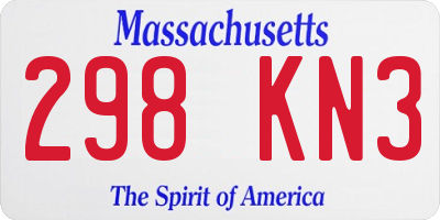 MA license plate 298KN3