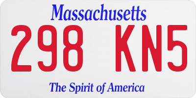 MA license plate 298KN5