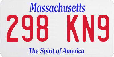 MA license plate 298KN9
