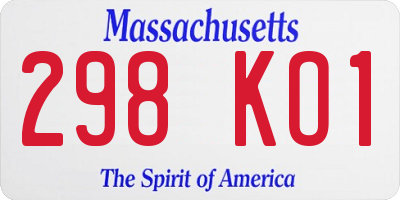 MA license plate 298KO1