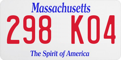 MA license plate 298KO4