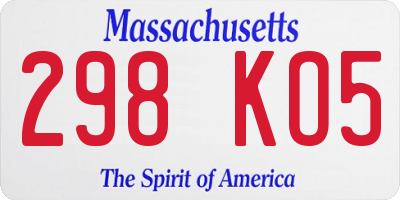 MA license plate 298KO5