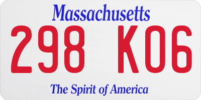 MA license plate 298KO6