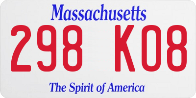 MA license plate 298KO8