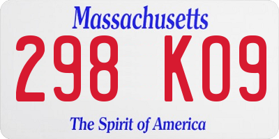 MA license plate 298KO9