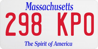 MA license plate 298KP0