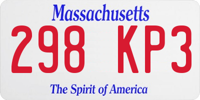 MA license plate 298KP3