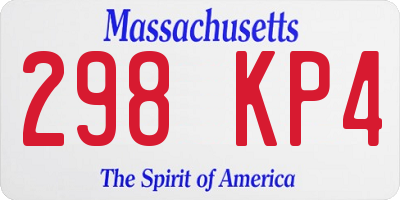 MA license plate 298KP4