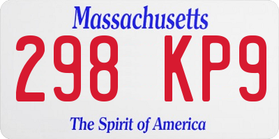 MA license plate 298KP9