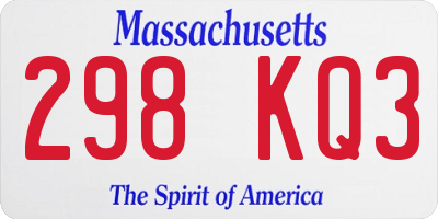 MA license plate 298KQ3