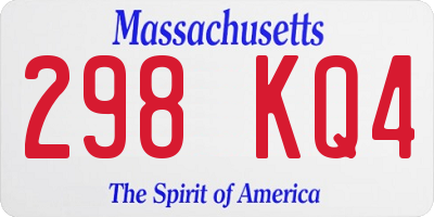 MA license plate 298KQ4