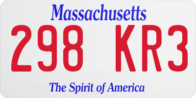 MA license plate 298KR3
