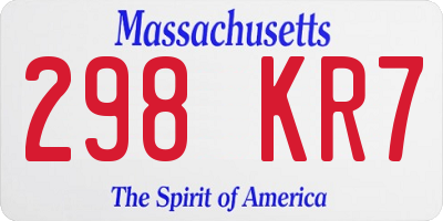 MA license plate 298KR7
