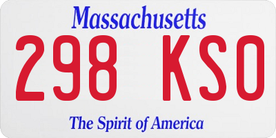 MA license plate 298KS0