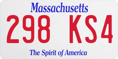 MA license plate 298KS4