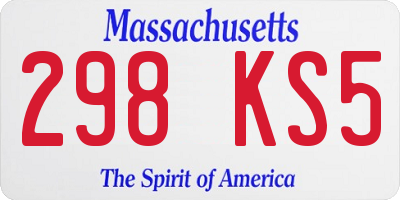 MA license plate 298KS5