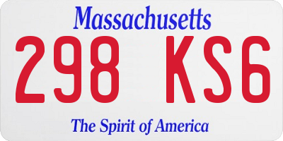 MA license plate 298KS6