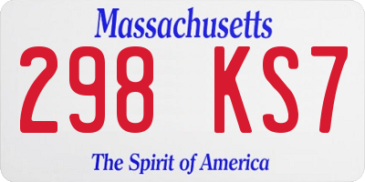 MA license plate 298KS7