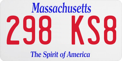 MA license plate 298KS8