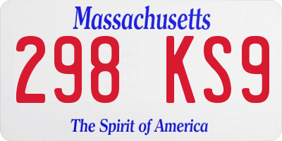 MA license plate 298KS9