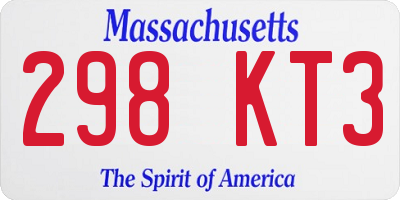 MA license plate 298KT3