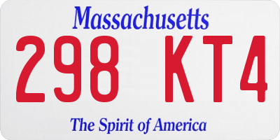 MA license plate 298KT4