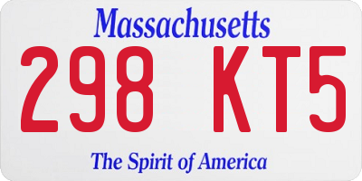 MA license plate 298KT5