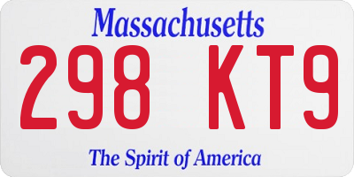 MA license plate 298KT9