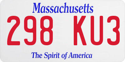 MA license plate 298KU3