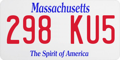 MA license plate 298KU5