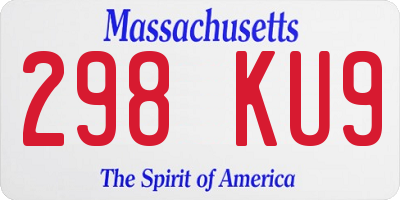 MA license plate 298KU9